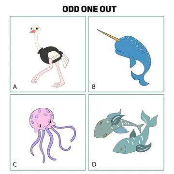 Odd one out child game vector illustration Stock Illustration