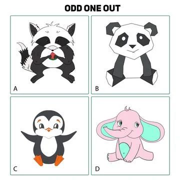Odd one out child game vector illustration Stock Illustration