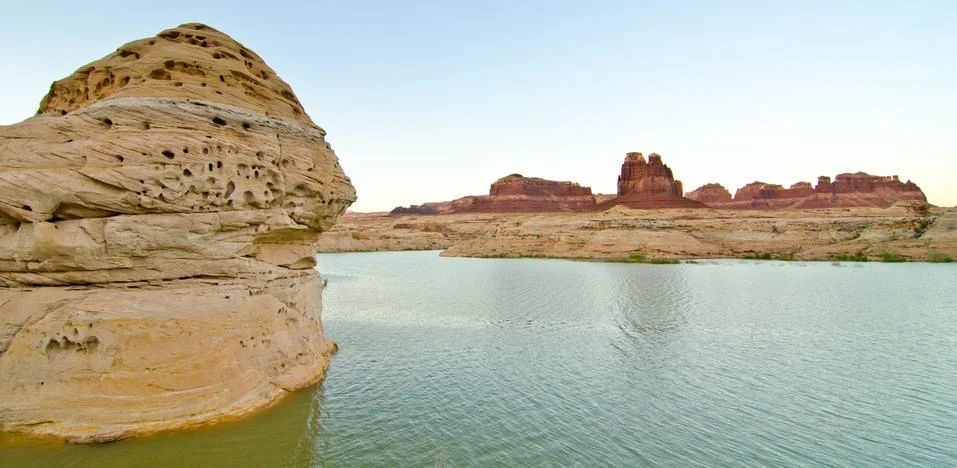 Odd rocks on the dirty devil river at glen canyon, ut Stock Photos