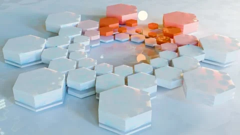 Oddly Satisfying animation, abstract hexagonal clock,Dynamic Motion Stock Footage 293801528