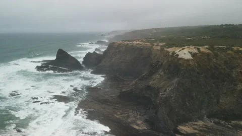 Odeceixe, Portugal - December 26 2021 "Aerial view of the beach in Odeceixe" Stock Footage 167800534