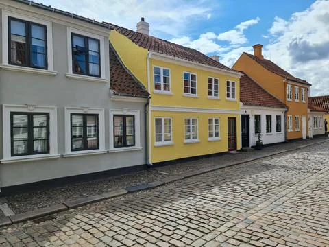 Odense, Denmark - 16. August 2026: Odense Denmark historic street Hans Chri.. Stock Photos