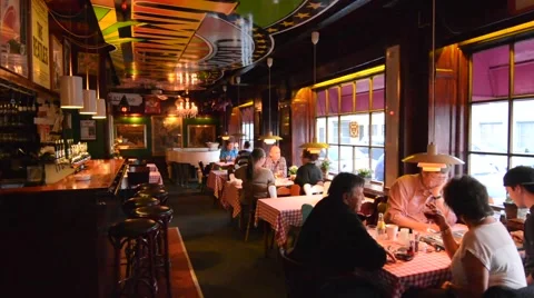 Odense Denmark old interior of bar called Albani Bar and customers in Hans Stock-Footage 47341279