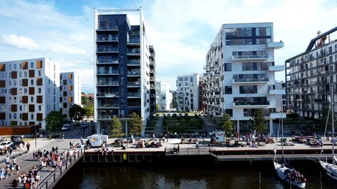 Odense harbor motion timelapse 스톡 동영상 124699733