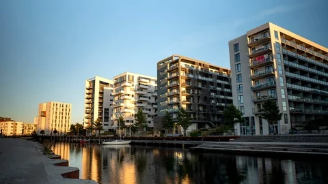 Odense harbor timelapse 스톡 동영상 124862319