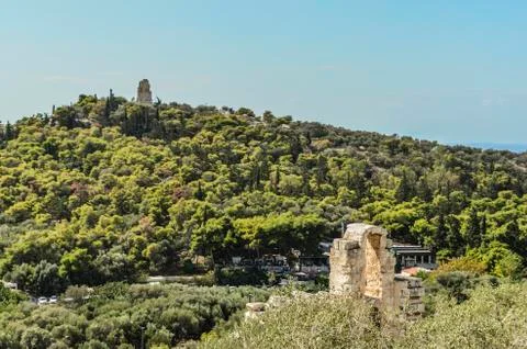 Odeon and philopappos Stock Photos