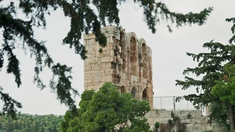Odeon of Herodes Atticus, Acropolis, Athens, Greece. The Odeon of Herodes Att Stock Footage 310335030