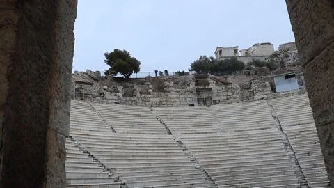 Odeon of Herodes Atticus Panning up 720p Stockbeeldmateriaal 125780904
