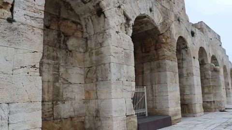 Odeon of Herodes Atticus Panning right 720p 25fps Stockbeeldmateriaal 125780898