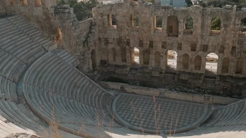 Odeon of Herodes Atticus stone Roman theatre on Acropolis of Athens, Greece Video stock 286117712