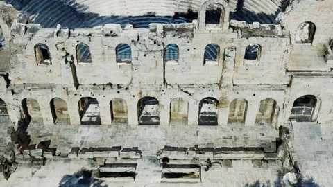 The Odeon theatre at Athens Acropolis Stock Footage 135926438