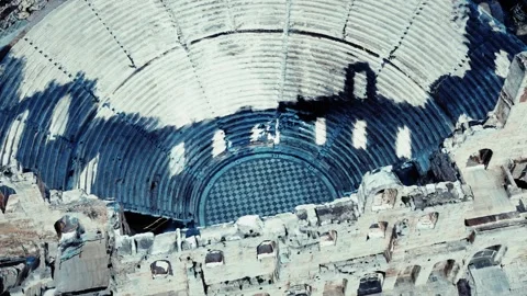The Odeon theatre at Athens Acropolis Stock Footage 138940659