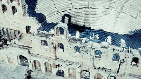 The Odeon theatre at Athens Acropolis Stock Footage 139410922