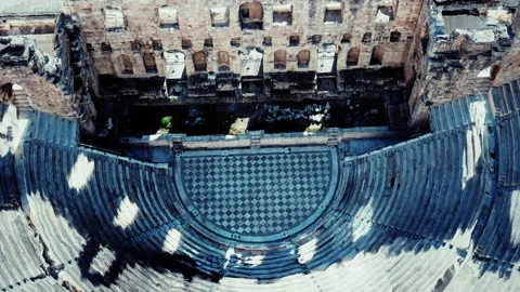 The Odeon theatre at Athens Acropolis Stock Footage 141453782