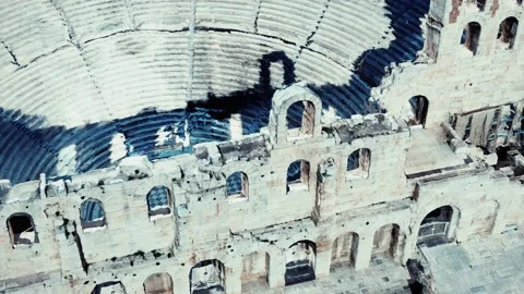 The Odeon theatre at Athens Acropolis Stock Footage 141680313