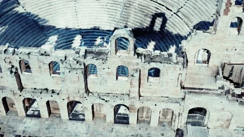 The Odeon theatre at Athens Acropolis Stock Footage 142715280