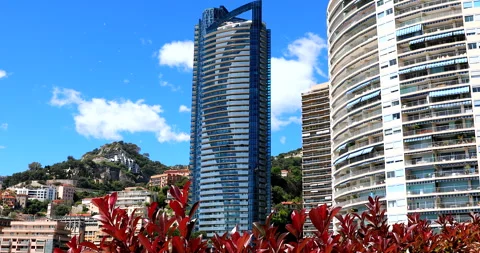 Odeon Tower in Monte Carlo Skyline Stock Footage 240314164