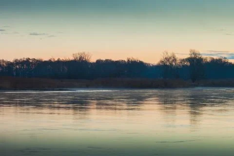 Oder River at dawn Stock Photos