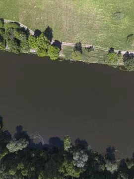 The Oder River in Europe, view from above. Poland Stock Photos