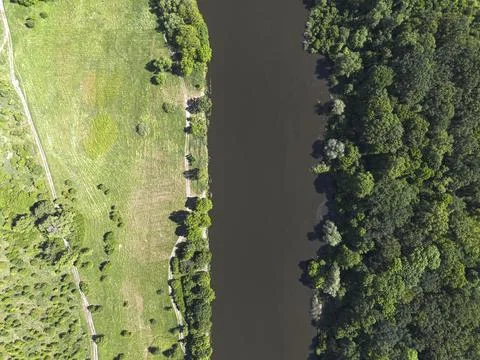 The Oder River in Europe, view from above. Poland Stock Photos