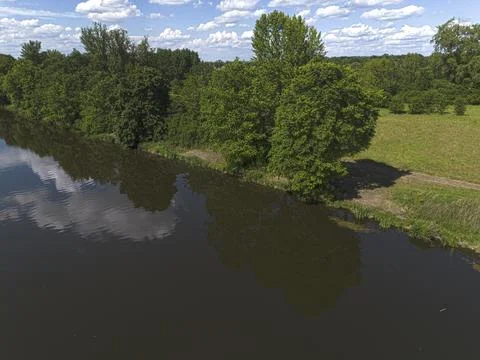 The Oder River in Europe, view from above. Poland Stock Photos