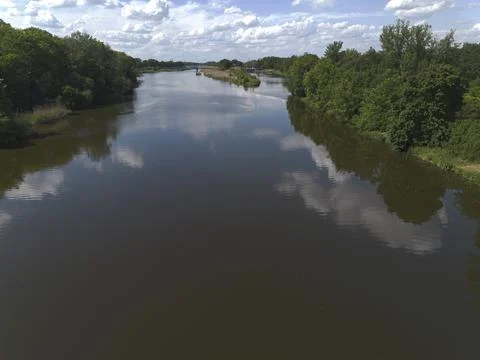 The Oder River in Europe, view from above. Poland Foto stock