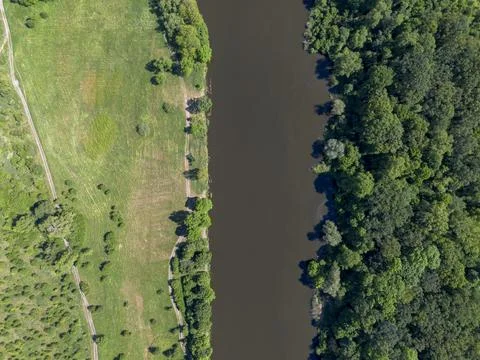 Oder River in Europe, view from the top Stock Photos