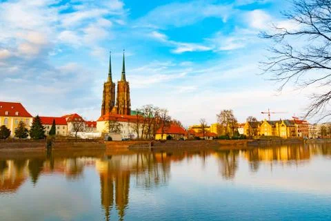 Oder river in Wroclaw Stock-Fotos