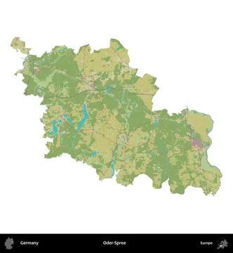 Oder-Spree, Germany, isolated on white. Topographic Humanitarian Stock-Illustration