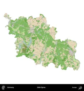 Oder-Spree, Germany, isolated on white. Topographic French Stock-Illustration