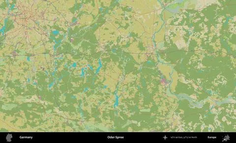 Oder-Spree, Germany. Topographic Humanitarian Stock-Illustration