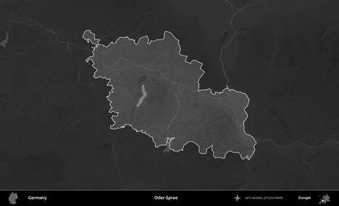 Oder-Spree highlighted, Germany. Grayscale Stock-Illustration