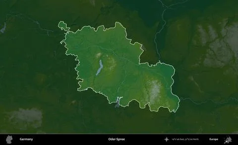 Oder-Spree highlighted, Germany. Physical Stock-Illustration