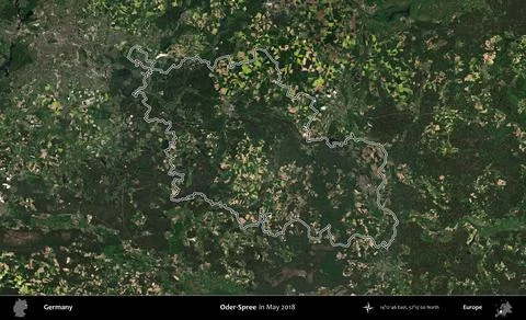 Oder-Spree outlined, Germany. Sentinel. May 2018 Stock-Illustration