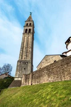 Oderzo Cathedral with the Leaning Bell Tower - Treviso Veneto Italy Stock Photos