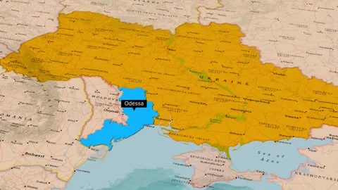 Odesa City Location Map Ukraine Black Sea Coast Animation Stock Footage 344620739