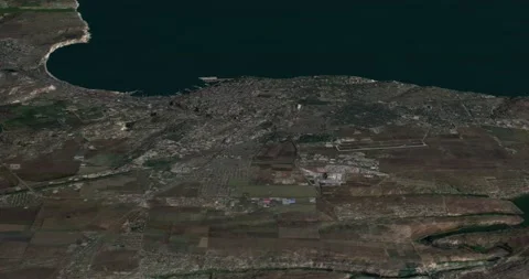 Odesa map rotation 360 loop ccw with 3d relief 4K satellite ground with height Stock Footage 213675559