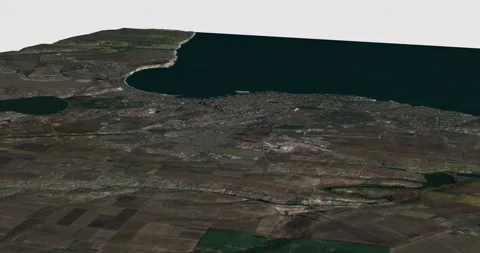 Odesa map from west to east with 3d relief 4K satellite ground low height Stock Footage 213678544