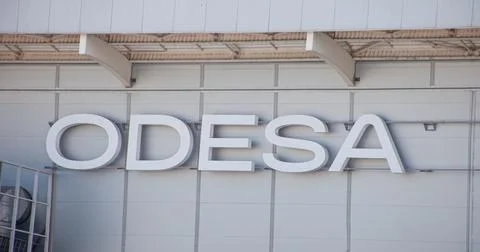 Odesa - signboard logo pointer city name. Port Ukrainian city on the Black Sea 写真素材