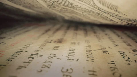 Odesa, Ukraine - 7.04.2026. Macro Background Of Saved Medieval Book With Ancient Stock Footage 332664415