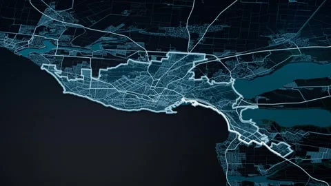 Odesa Ukraine Glowing Digital Map Animation 4K Stock-Footage 336742307