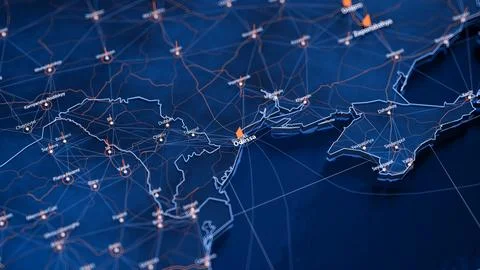 Odessa map big data visualization. Futuristic map infographic of city in Ukraine 库存插图