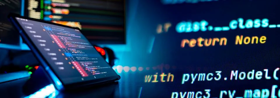 Oding background business data analytics programming online Stock Photos