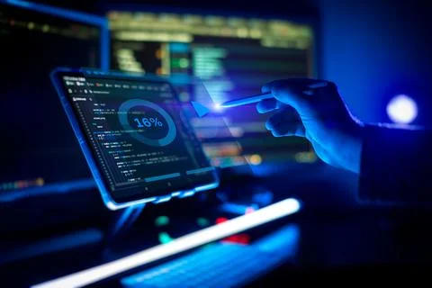 ?oding html and programming on screen laptop, development 스톡 사진