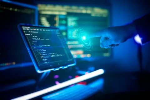 ?oding html and programming on screen laptop, development 스톡 사진