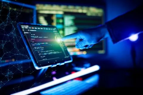 ?oding html and programming on screen laptop, development 스톡 사진