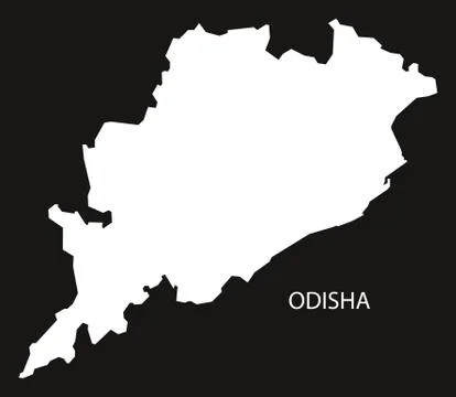 Odisha India Map black inverted Stock Illustration