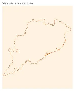 Odisha, India. Simple vector map. State shape. Outline style. Border of Odi.. Stock Illustration