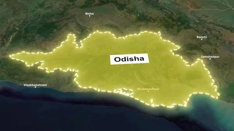 Odisha state zoomed on the map of India. Stock Footage 280219401