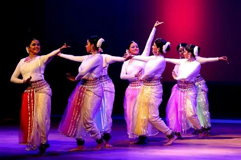 Odissi dancer perform in Bangalore, India - 31 Mar 2018 Stock Photos